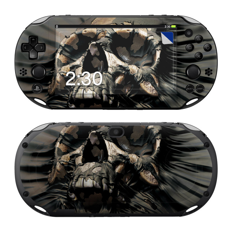 PlayStation Vita 2000 Skin design of Cg artwork, Fictional character, Illustration, Demon, Fiction, Supervillain, Mythology, Art, with black, green, gray, red colors