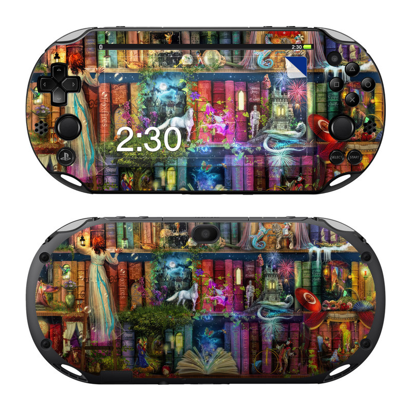 PlayStation Vita 2000 Skin design of Painting, Art, Theatrical scenery, with black, red, gray, green, blue colors