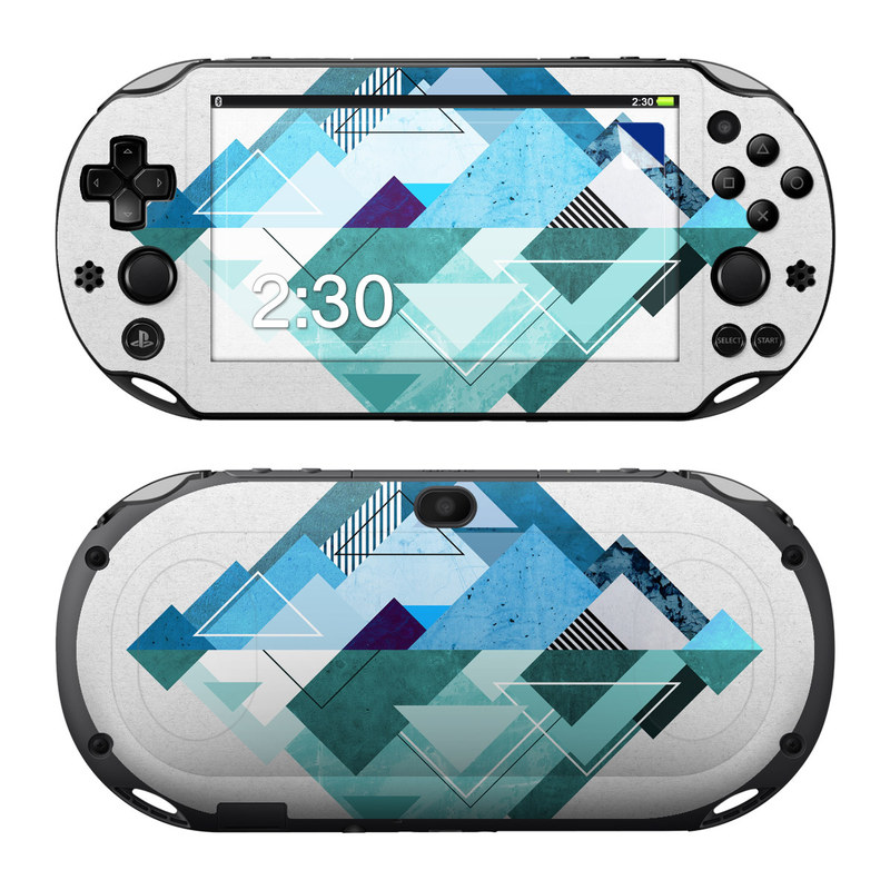 PlayStation Vita 2000 Skin design of Blue, Turquoise, Illustration, Graphic design, Design, Line, Logo, Triangle, Graphics, with gray, blue, purple colors