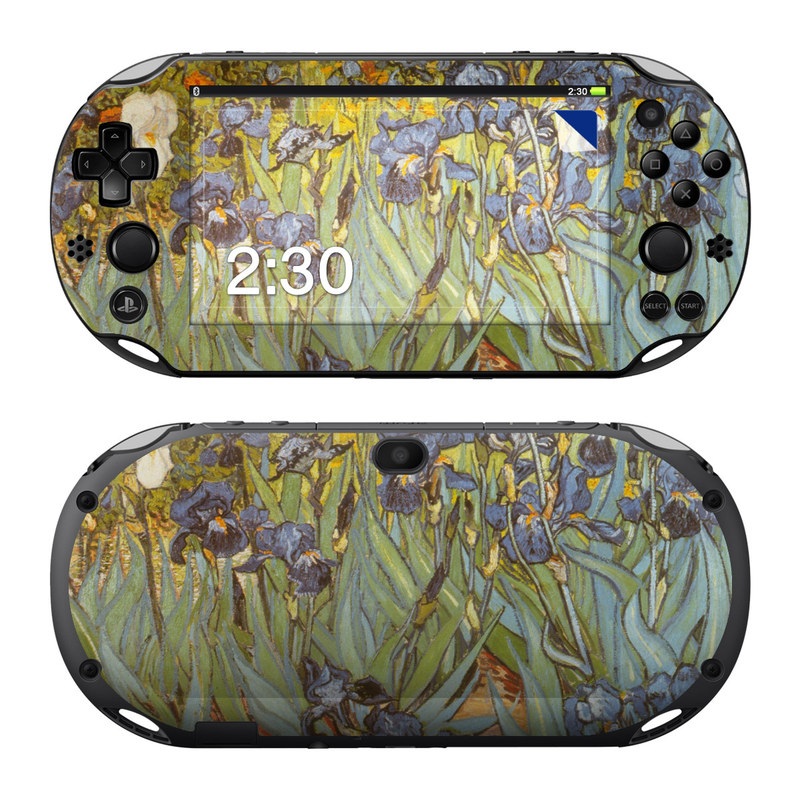 PlayStation Vita 2000 Skin design of Painting, Plant, Art, Flower, Iris, Modern art, Perennial plant, with gray, green, black, red, blue colors