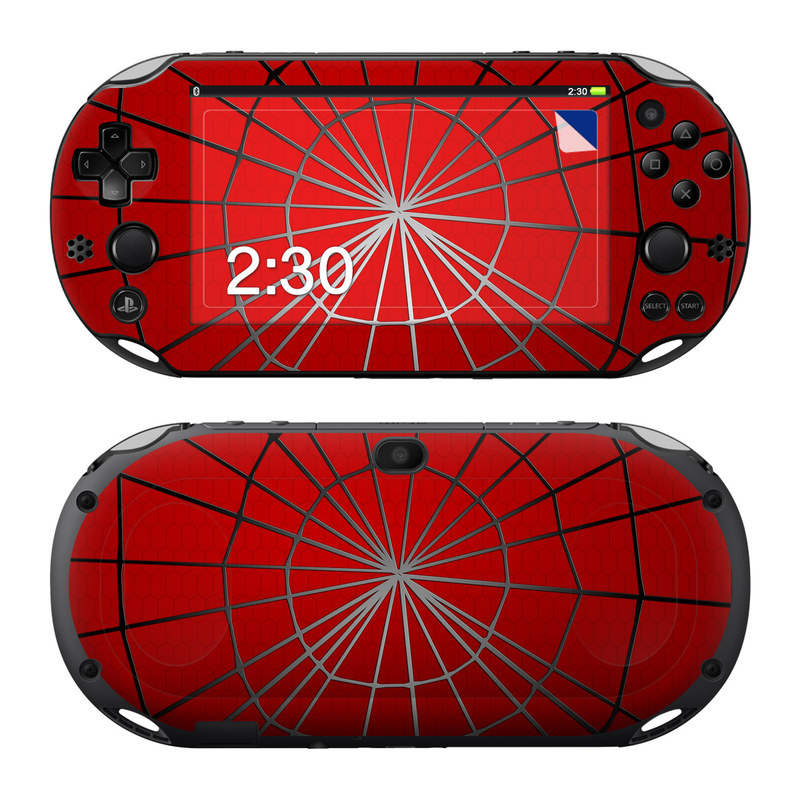 PlayStation Vita 2000 Skin design of Red, Symmetry, Circle, Pattern, Line, with red, black, gray colors