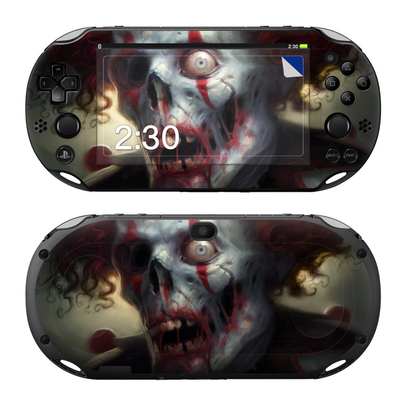 PlayStation Vita 2000 Skin design of Illustration, Fictional character, Fiction, Supervillain, Demon, Art, Zombie, Ghost, Supernatural creature, Flesh, with black, gray, green, red colors