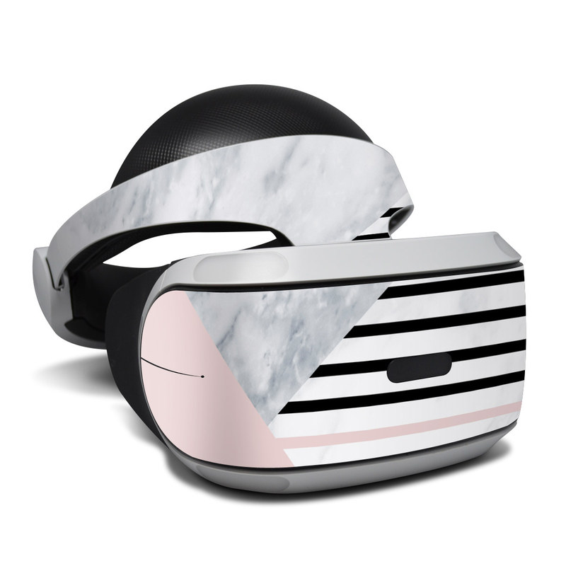 PlayStation VR Skin design of White, Line, Architecture, Stairs, Parallel, with gray, black, white, pink colors