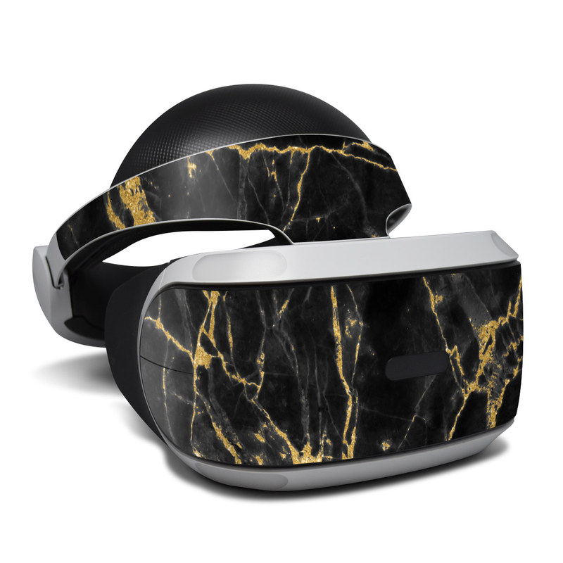 PlayStation VR Skin design of Black, Yellow, Water, Brown, Branch, Leaf, Rock, Tree, Marble, Sky, with black, yellow colors