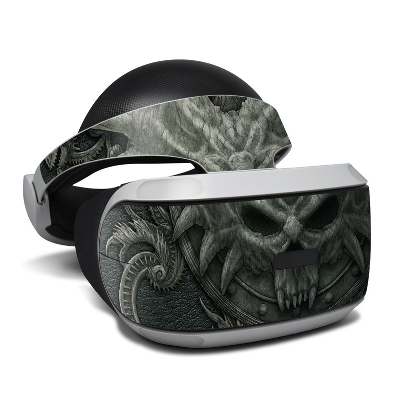PlayStation VR Skin design of Demon, Dragon, Fictional character, Illustration, Supernatural creature, Drawing, Symmetry, Art, Mythology, Mythical creature, with black, gray colors