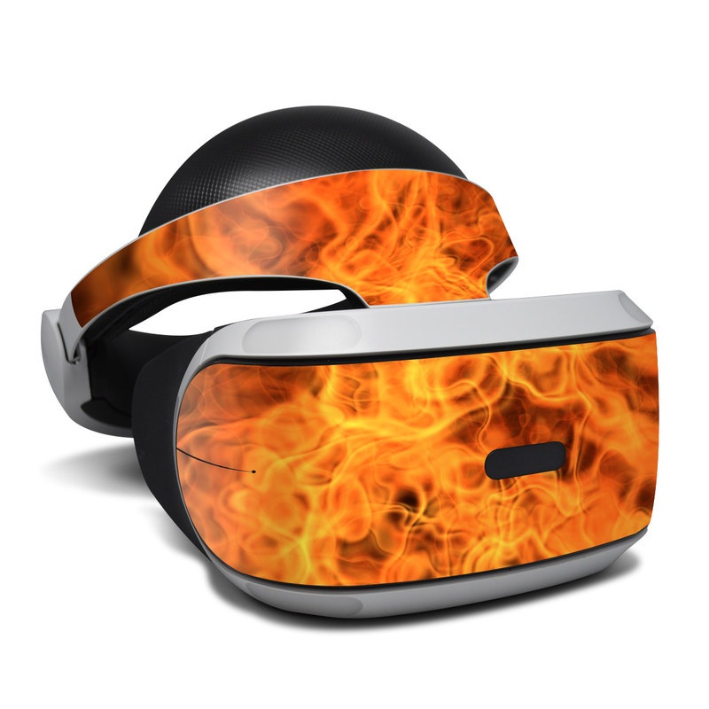 PlayStation VR Skin design of Flame, Fire, Heat, Orange, with red, orange, black colors