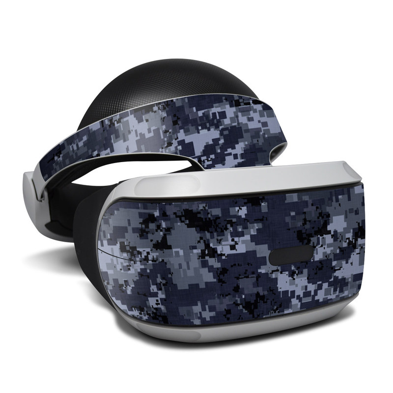 PlayStation VR Skin design of Military camouflage, Black, Pattern, Blue, Camouflage, Design, Uniform, Textile, Black-and-white, Space, with black, gray, blue colors