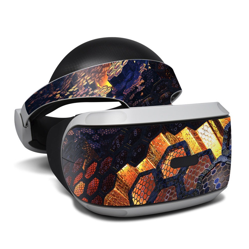PlayStation VR Skin design of Geological phenomenon, Sky, Water, Cobblestone, Rock, Reflection, Colorfulness, World, Art, with black, red, green colors