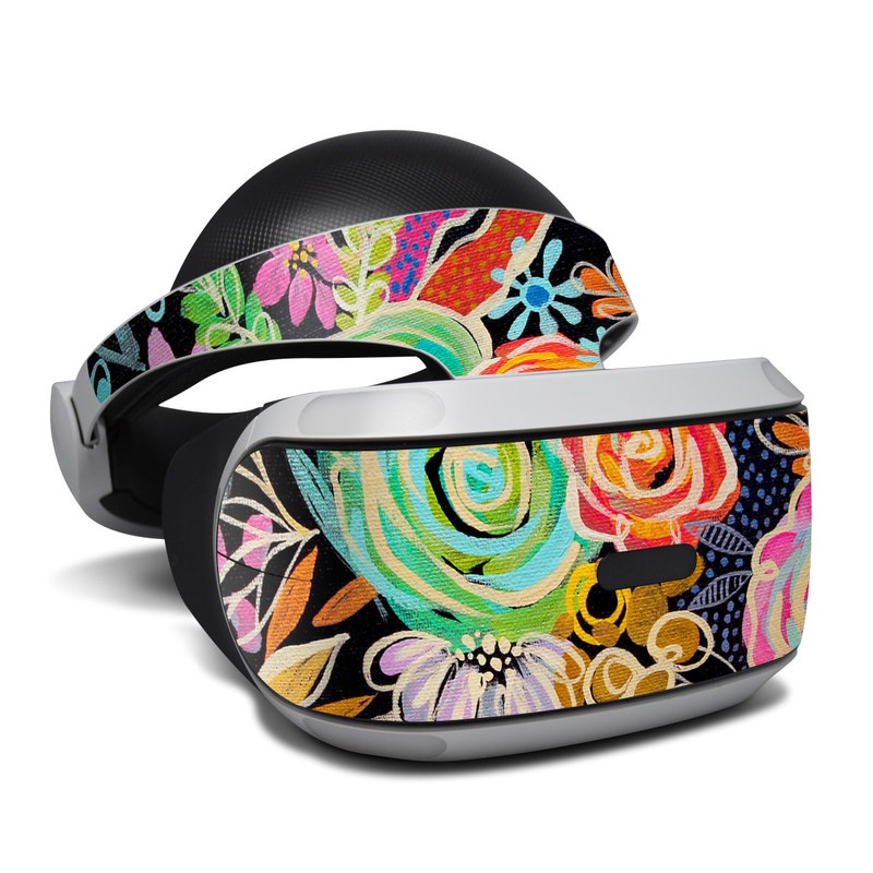 PlayStation VR Skin design of Pattern, Floral design, Design, Textile, Visual arts, Art, Graphic design, Psychedelic art, Plant, with black, gray, green, red, blue colors