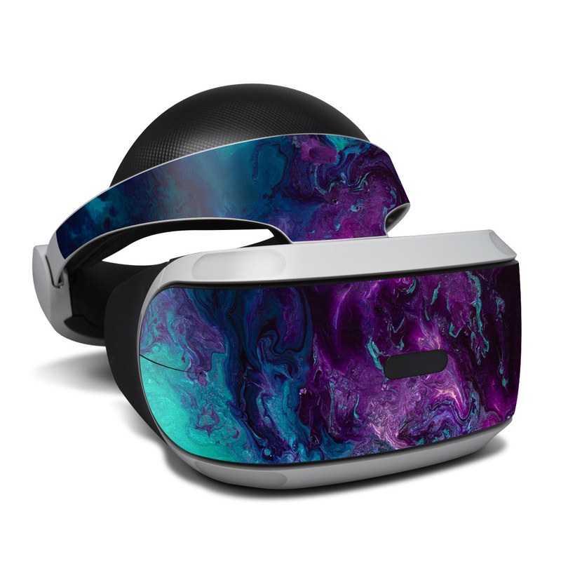 PlayStation VR Skin design of Blue, Purple, Violet, Water, Turquoise, Aqua, Pink, Magenta, Teal, Electric blue, with blue, purple, black colors