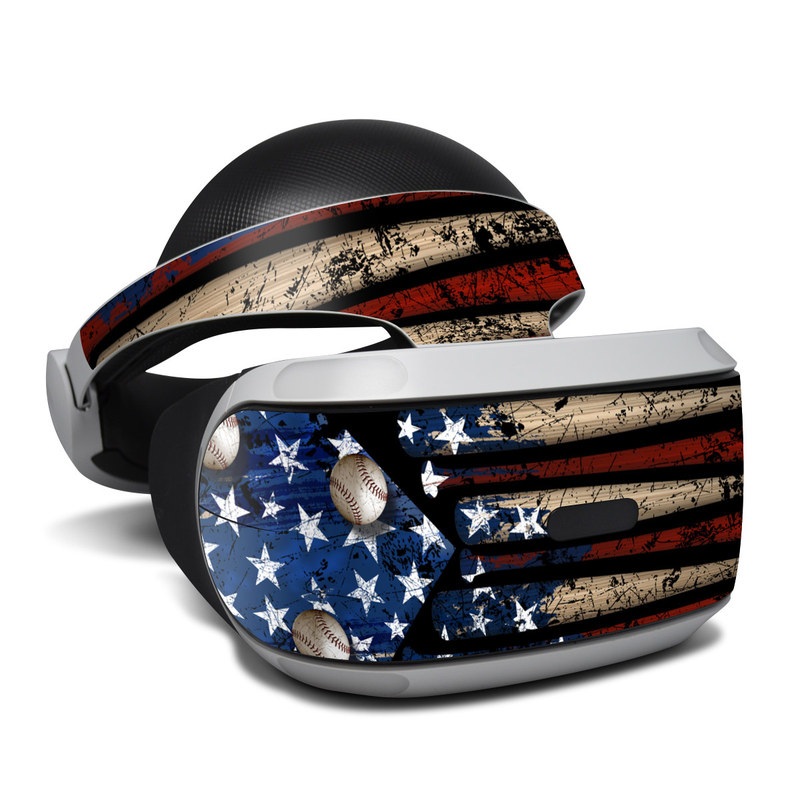 PlayStation VR Skin design of Baseball bat, Baseball equipment, with black, red, gray, green, blue colors