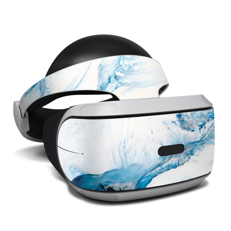 PlayStation VR Skin design of Glacial landform, Blue, Water, Glacier, Sky, Arctic, Ice cap, Watercolor paint, Drawing, Art, with white, blue, black colors