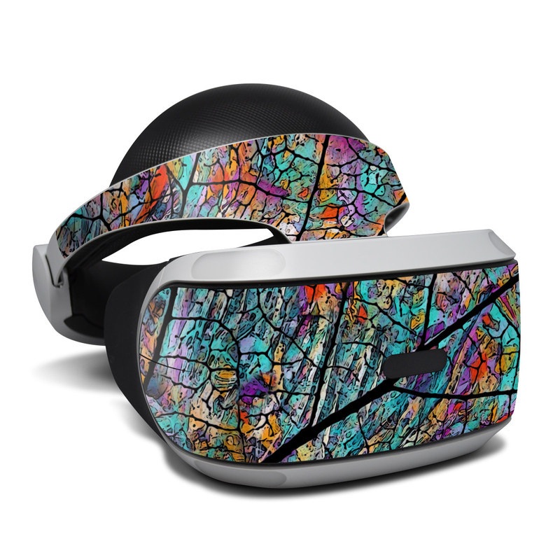 PlayStation VR Skin design of Pattern, Colorfulness, Line, Branch, Tree, Leaf, Design, Visual arts, Glass, Plant, with black, gray, red, blue, green colors