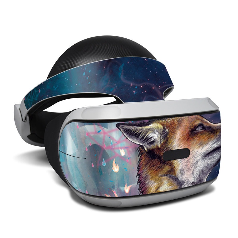 PlayStation VR Skin design of Red fox, Art, Wildlife, Canidae, Illustration, Fox, Carnivore, Painting, Dhole, Red wolf, with black, gray, blue, red, green colors