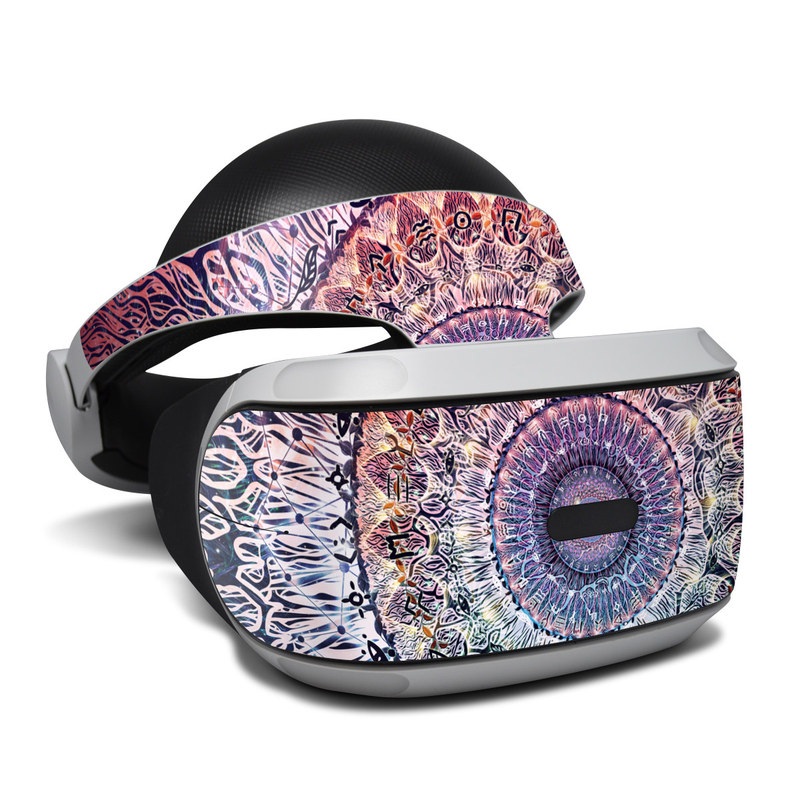 PlayStation VR Skin design of Tapestry, Pattern, Art, Close-up, Circle, Fractal art, Textile, Eye, Design, Kaleidoscope, with blue, red, yellow, purple, green colors