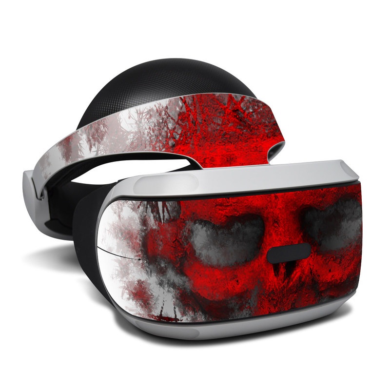 PlayStation VR Skin design of Red, Graphic design, Skull, Illustration, Bone, Graphics, Art, Fictional character, with red, gray, black, white colors