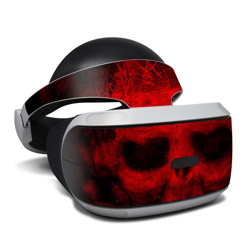 PlayStation VR Skin design of Red, Skull, Bone, Darkness, Mouth, Graphics, Pattern, Fiction, Art, Fractal art, with black, red colors