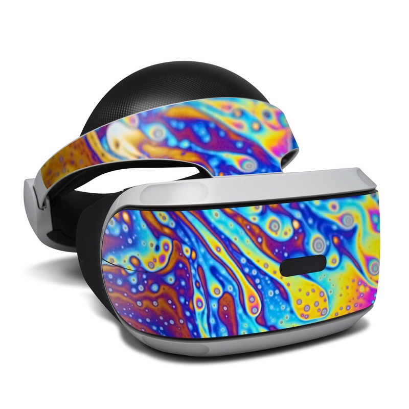 PlayStation VR Skin design of Psychedelic art, Blue, Pattern, Art, Visual arts, Water, Organism, Colorfulness, Design, Textile, with gray, blue, orange, purple, green colors