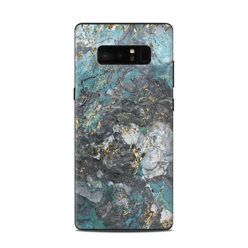 Samsung Galaxy Note 8 Skin design of Blue, Turquoise, Green, Aqua, Teal, Geology, Rock, Painting, Pattern with black, white, gray, green, blue colors