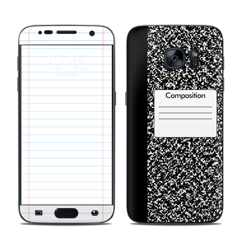 Samsung Galaxy S7 Skin design of Text, Font, Line, Pattern, Black-and-white, Illustration, with black, gray, white colors