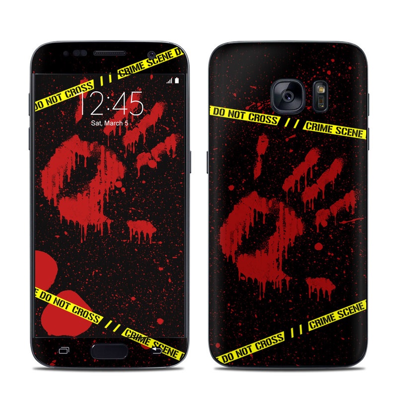 Samsung Galaxy S7 Skin design of Red, Black, Font, Text, Logo, Graphics, Graphic design, Room, Carmine, Fictional character, with black, red, green colors