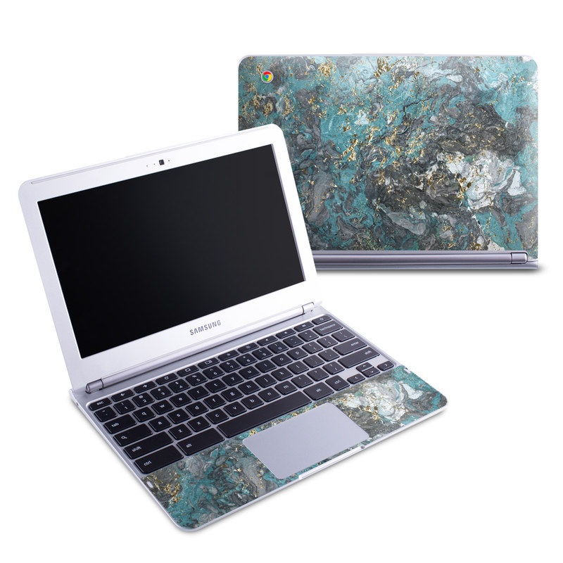Samsung Chromebook 1 Skin design of Blue, Turquoise, Green, Aqua, Teal, Geology, Rock, Painting, Pattern with black, white, gray, green, blue colors