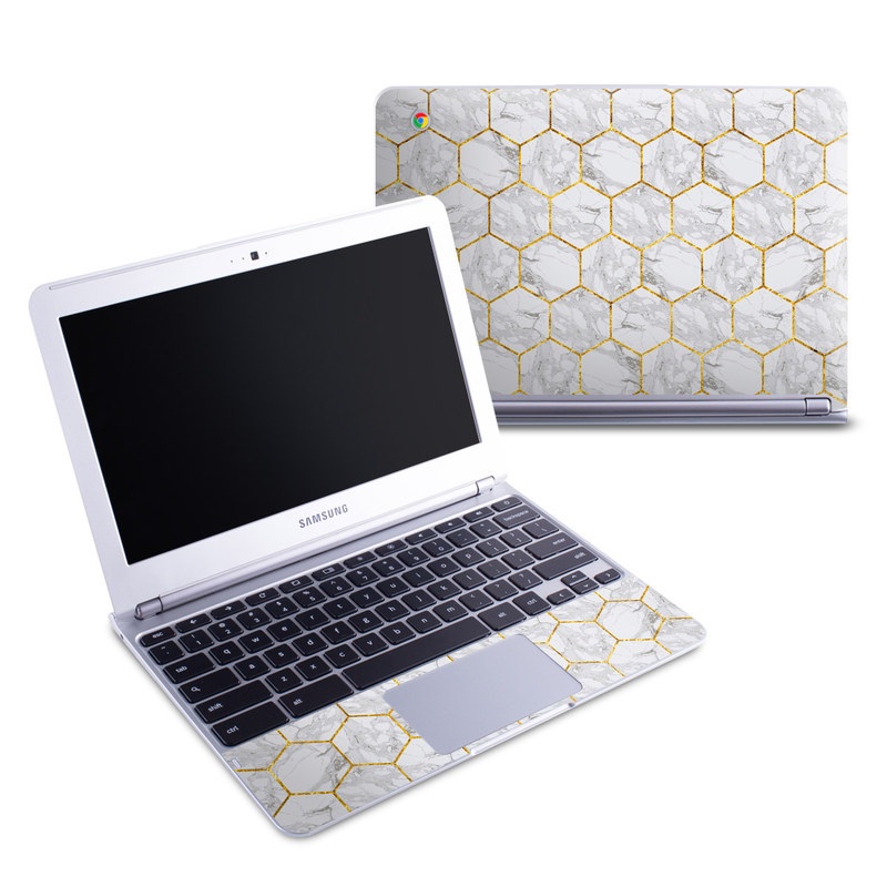 Samsung Chromebook 1 Skin design of Pattern, Tile flooring, Line, Tile, Design, Flooring, Floor, with white, black, brown colors