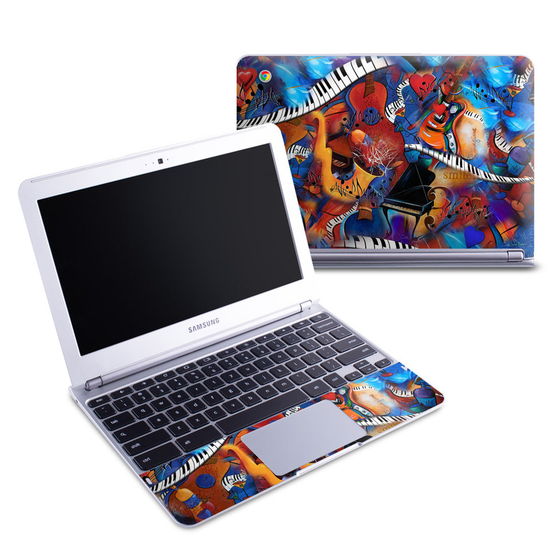 Samsung Chromebook 1 Skin design of Art, Graffiti, Mural, Modern art, Street art, Psychedelic art, Fictional character, Graphic design, Visual arts, Animated cartoon, with black, red, blue, gray, green colors