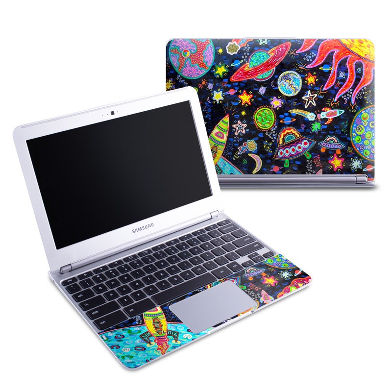 Samsung Chromebook 1 Skin design of Pattern, Psychedelic art, Visual arts, Paisley, Design, Motif, Art, Textile, with black, gray, blue, red colors