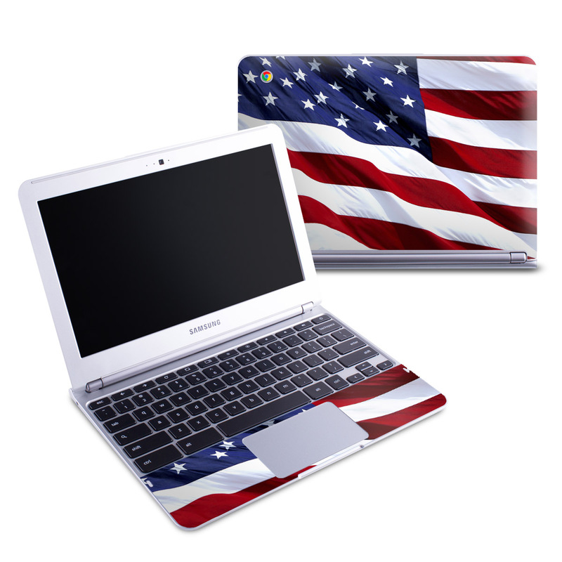 Samsung Chromebook 1 Skin design of Flag, Flag of the united states, Flag Day (USA), Veterans day, Memorial day, Holiday, Independence day, Event, with red, blue, white colors