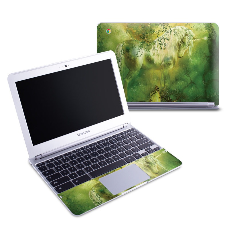 Samsung Chromebook 1 Skin design of Nature, Green, Painting, Art, Visual arts, Watercolor paint, Illustration, Modern art, Still life, with green, black, gray colors