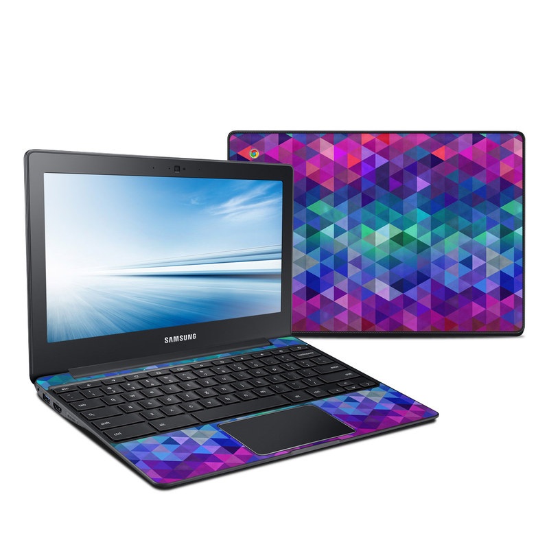 Samsung Chromebook 2 Skin design of Purple, Violet, Pattern, Blue, Magenta, Triangle, Line, Design, Graphic design, Symmetry, with blue, purple, green, red, pink colors