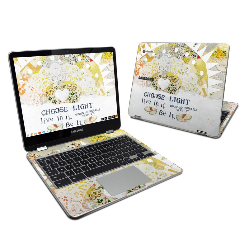 Samsung Chromebook Plus 2017 Skin design of Font, Greeting card with yellow, white, green, orange, red, black colors