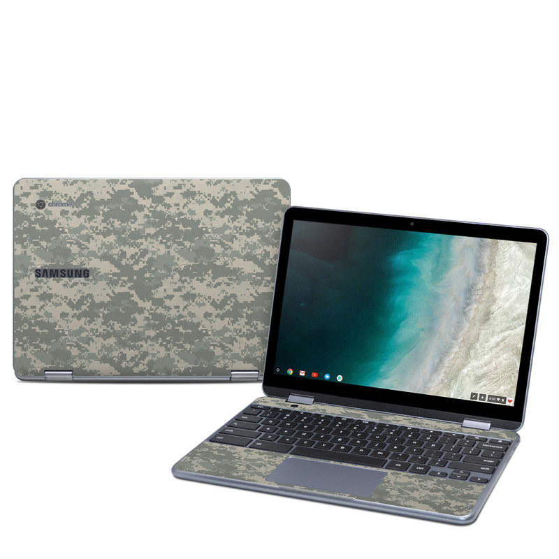 Samsung Chromebook Plus 2019 Skin design of Military camouflage, Green, Pattern, Uniform, Camouflage, Design, Wallpaper, with gray, green colors