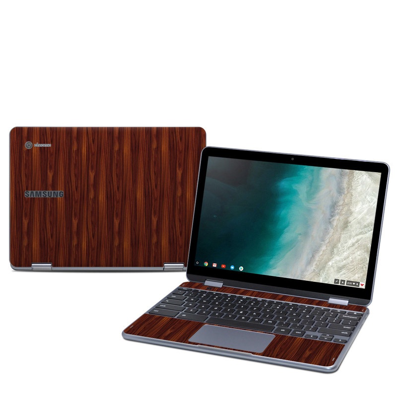 Samsung Chromebook Plus 2019 Skin design of Wood, Red, Brown, Hardwood, Wood flooring, Wood stain, Caramel color, Laminate flooring, Flooring, Varnish, with black, red colors