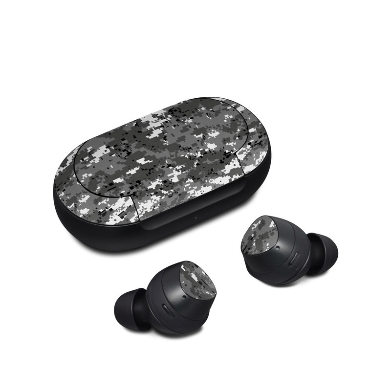 Samsung Galaxy Buds Skin design of Military camouflage, Pattern, Camouflage, Design, Uniform, Metal, Black-and-white with black, gray colors