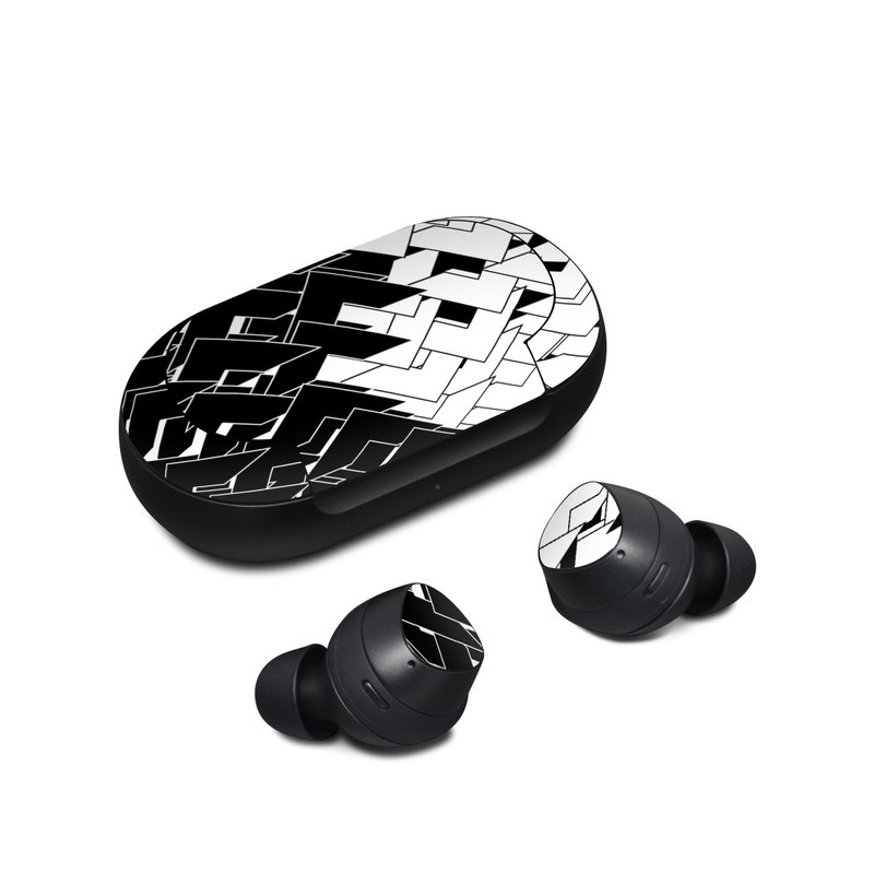 Samsung Galaxy Buds Skin design of Pattern, Black, Black-and-white, Monochrome, Monochrome photography, Line, Design, Parallel, Font, with black, white colors