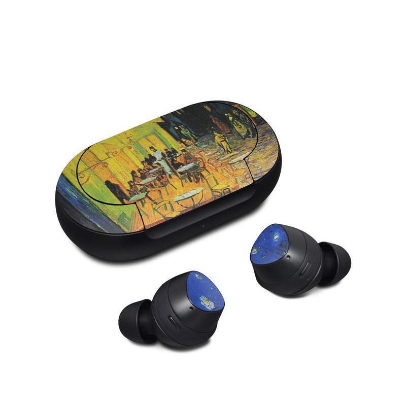 Samsung Galaxy Buds Skin design of Painting, Art, Yellow, Watercolor paint, Illustration, Modern art, Visual arts, Street, Infrastructure, Tree, with green, black, blue, gray, red colors