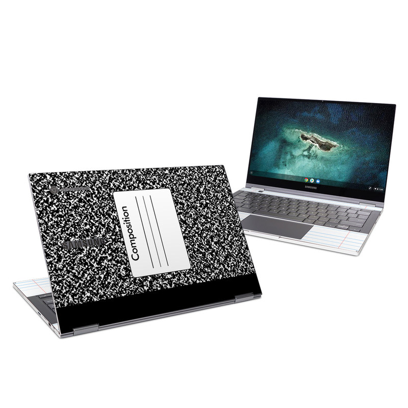 Samsung Galaxy Chromebook Skin design of Text, Font, Line, Pattern, Black-and-white, Illustration, with black, gray, white colors