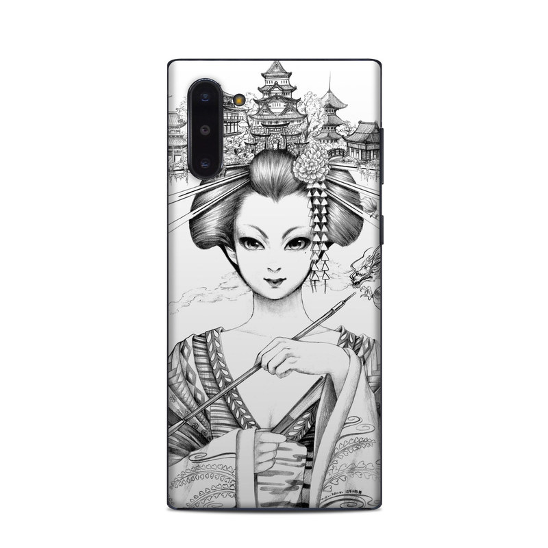 Samsung Galaxy Note 10 Skin design of Illustration, Head, Hairstyle, Line art, Art, Fashion illustration, Drawing, Coloring book, Black-and-white, Clip art, with black, white, gray colors