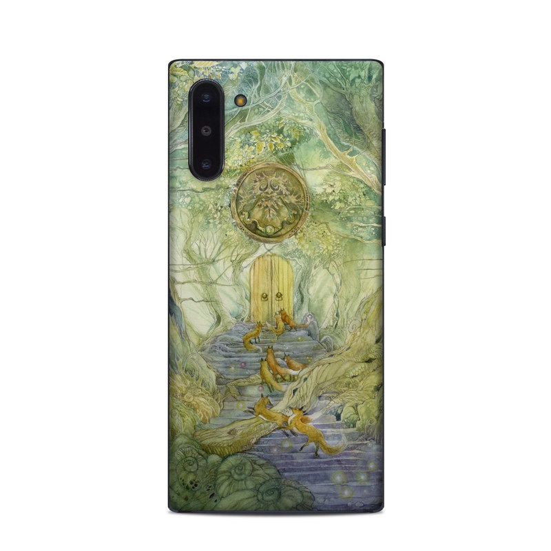 Samsung Galaxy Note 10 Skin design of Painting, Art, Mythology, Visual arts, Watercolor paint, Organism, Fictional character, Modern art, Landscape, Acrylic paint, with green, brown, red, yellow, blue, purple colors