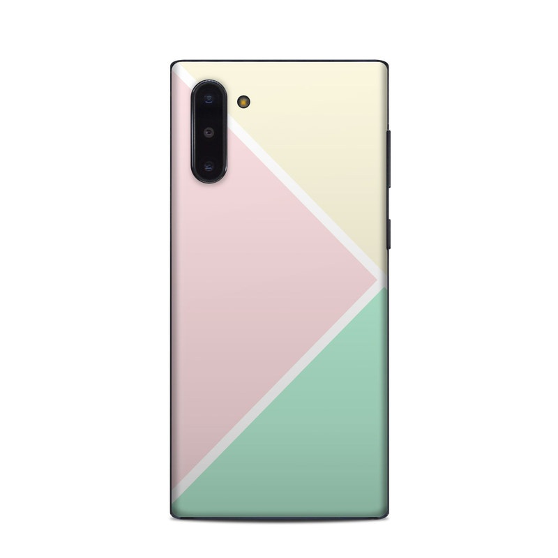 Samsung Galaxy Note 10 Skin design of Green, Aqua, Turquoise, Blue, Pink, Yellow, Line, Teal, Pattern, Design, with yellow, pink, green colors