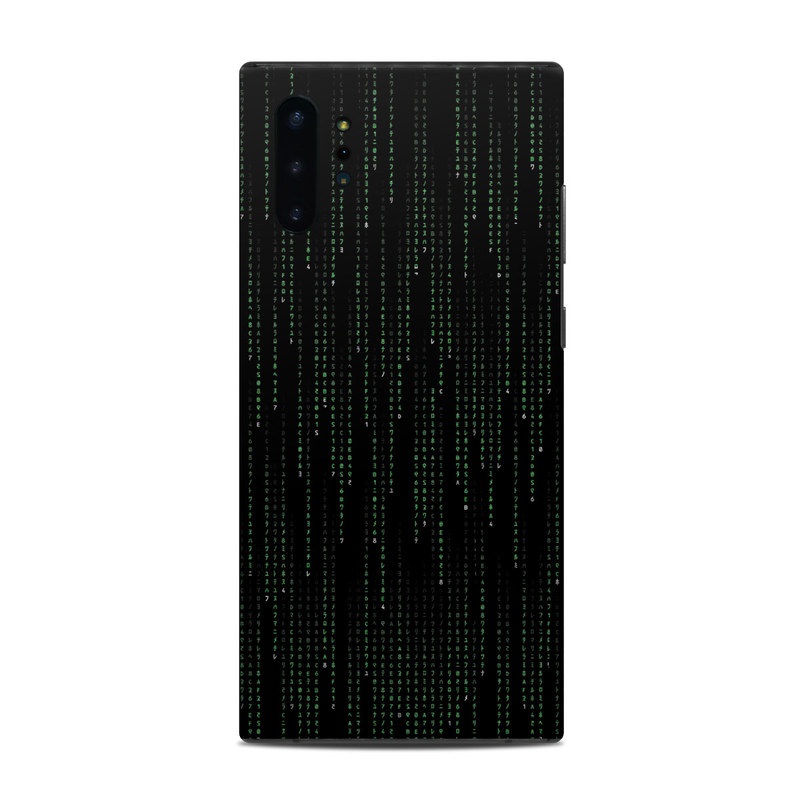 Samsung Galaxy Note 10 Plus Skin design of Green, Black, Pattern, Symmetry, with black colors