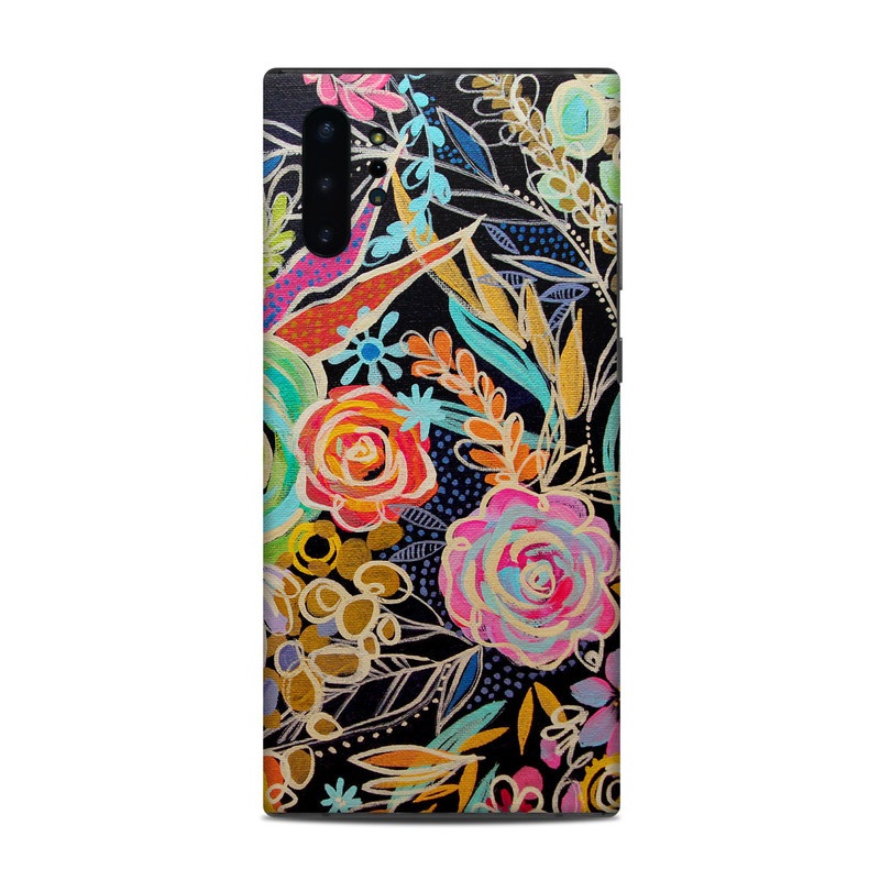 Samsung Galaxy Note 10 Plus Skin design of Pattern, Floral design, Design, Textile, Visual arts, Art, Graphic design, Psychedelic art, Plant, with black, gray, green, red, blue colors