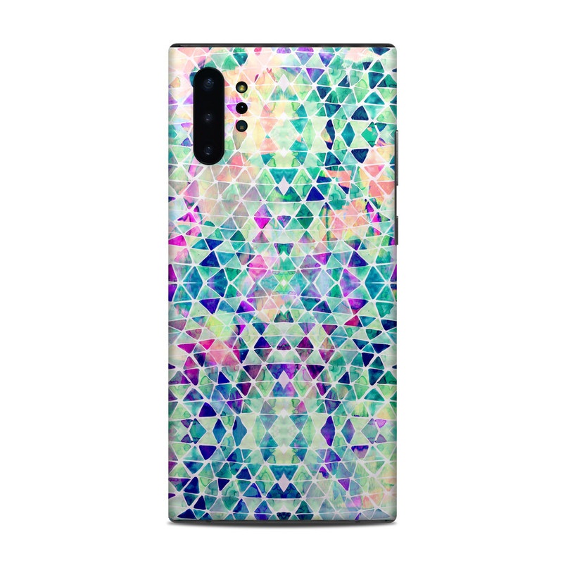 Samsung Galaxy Note 10 Plus Skin design of Pattern, Aqua, Line, Teal, Purple, Turquoise, Design, with white, blue, purple, orange, green colors