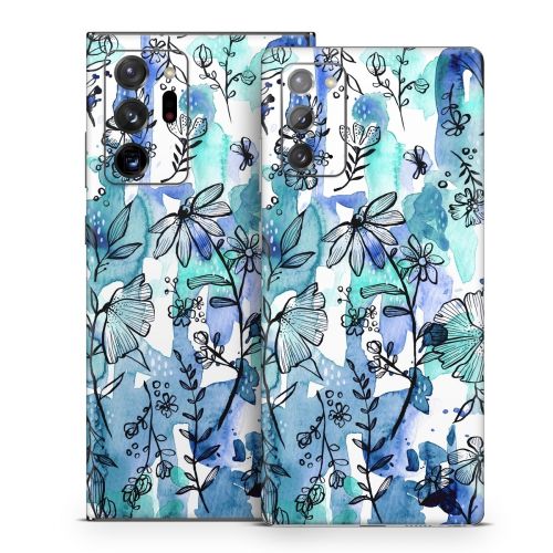 Blue Ink Floral Samsung Galaxy Note 20 Series Skin