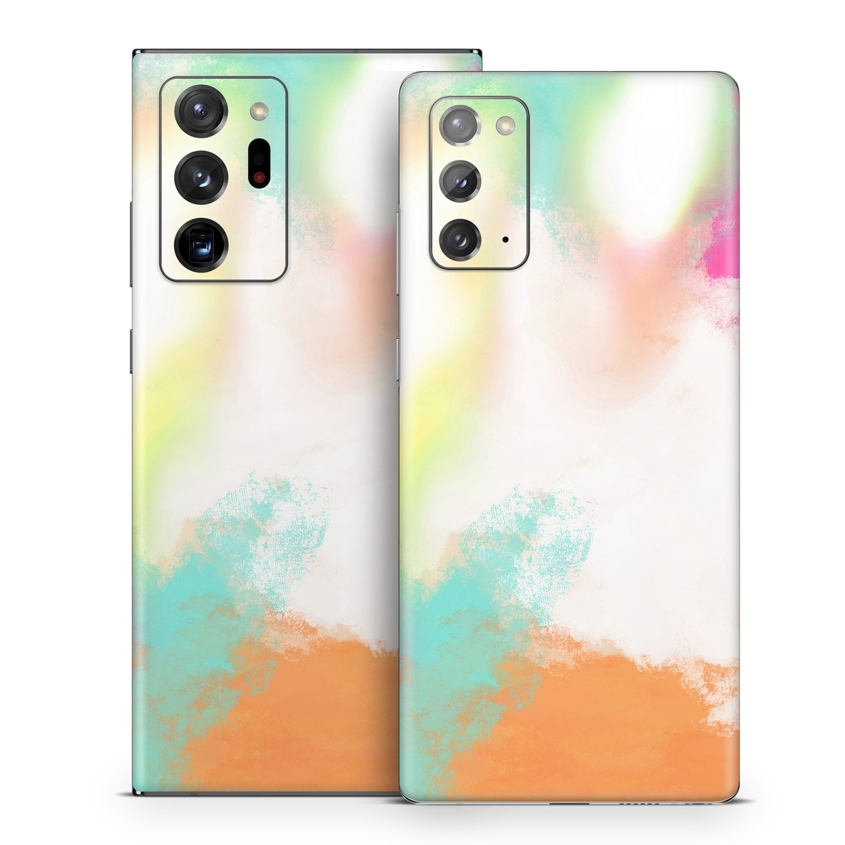 Samsung Galaxy Note 20 Series Skin design of Sky, Yellow, Orange, Pink, Art, Illustration, Visual Arts, Pattern, Colorfulness, Watercolor Paint, with white, pink, orange, yellow, blue, brown colors