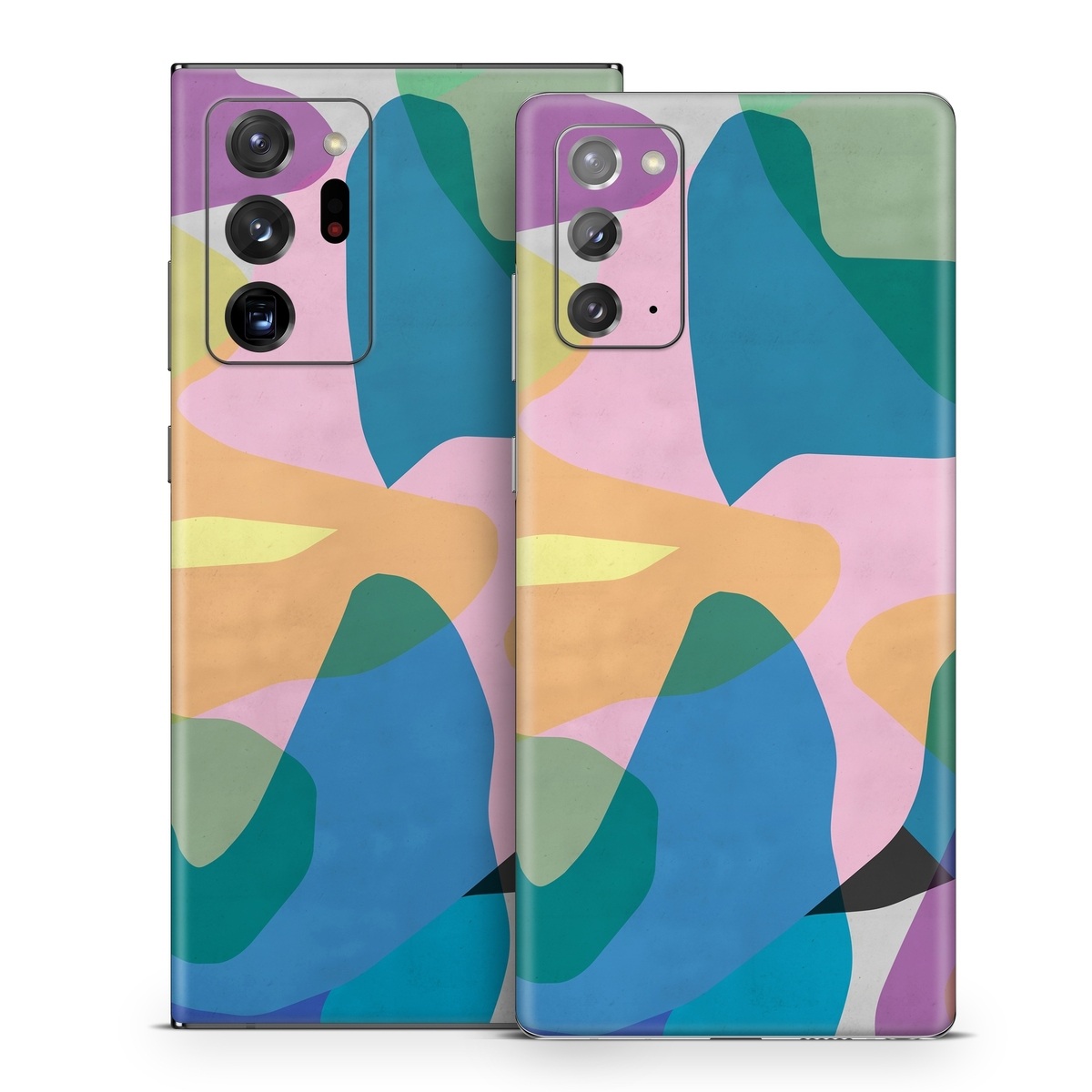 Samsung Galaxy Note 20 Series Skin design of Azure, Paint, Textile, Organism, Art, Painting, Aqua, Font, Rectangle, Tints and shades, with blue, green, pink, yellow, orange, purple, gray colors