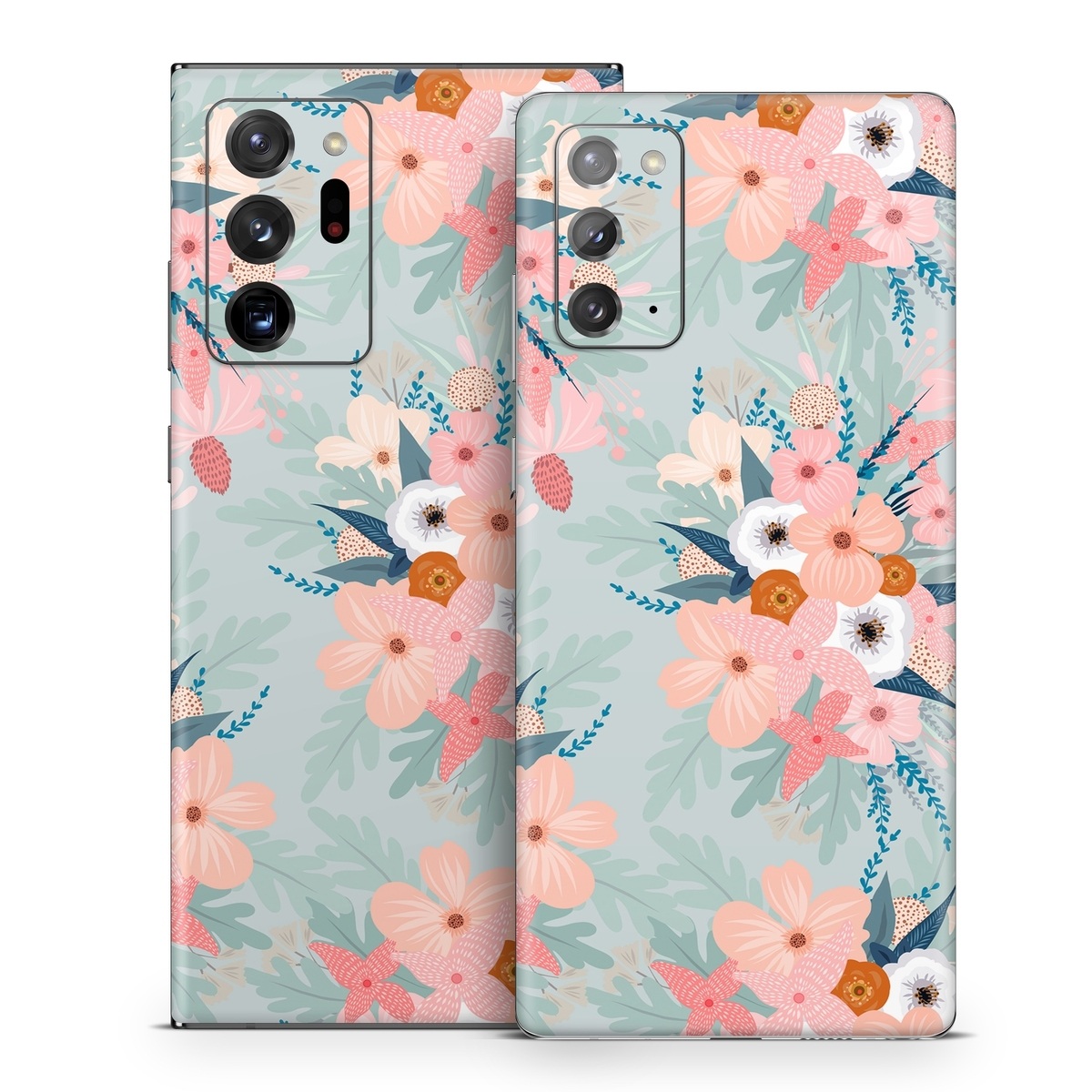 Samsung Galaxy Note 20 Series Skin design of Pattern, Aqua, Wrapping paper, Textile, Design, Floral design, Wildflower, Plant, Pedicel, Blossom, with pink, red, blue, white colors