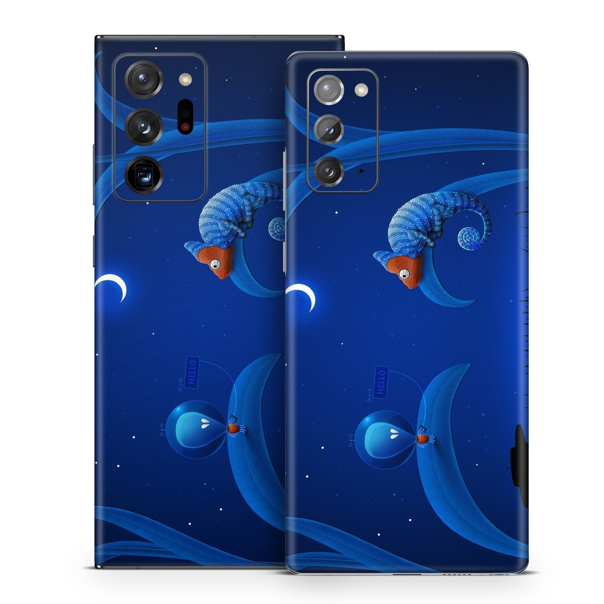 Samsung Galaxy Note 20 Series Skin design of Organism, Astronomical object, Space, Illustration, Night, Graphics, with black, blue, orange colors
